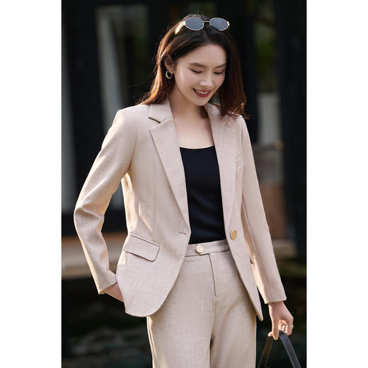 气场西服套装 米思阳2026春新款时尚套装一粒扣长袖西装休闲阔腿裤两件套女（单拍）0877 商品图0