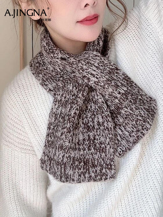 【混色绵羊】阿菁娜春季新款氛围感花纱小围巾混色绵羊毛独一无二纹理自然斑驳渐变复古高级感配饰F30D320016 商品图4