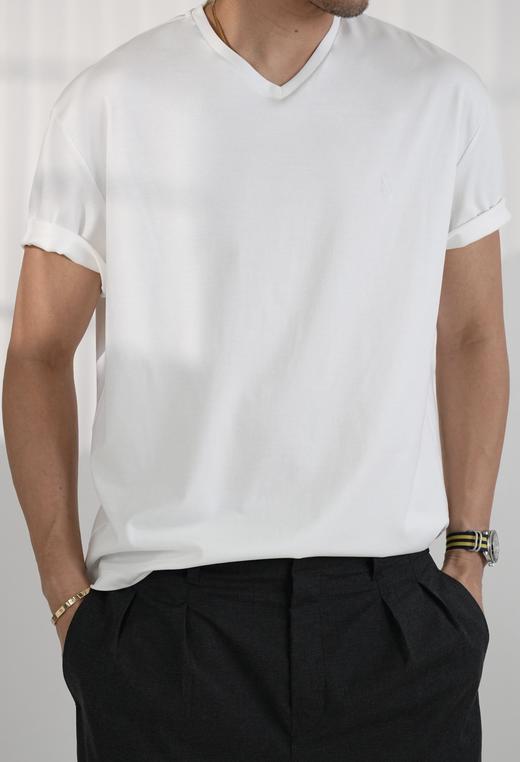 男款V领logo刺绣短袖T恤ba024 商品图3