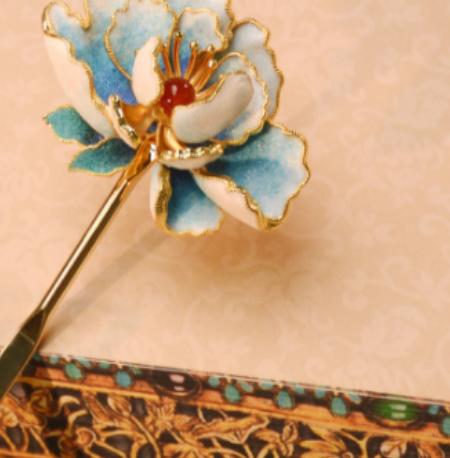 【彼达思】景之蓝 国色生香碧烟发髻 珐琅饰品 商品图0