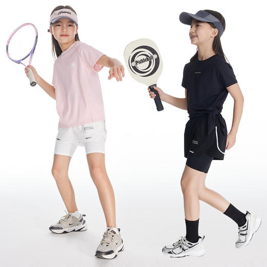 onmygame女童裤子夏季儿童休闲运动裤弹力假两件四分短裤2024新款 商品图4