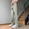 F012840高街风后腿拼接多拉链牛仔裤男女同款 商品缩略图3