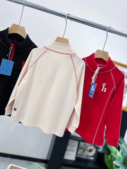F012817柔软亲肤保暖德绒半拉链儿童打底衫拜年服 商品图4