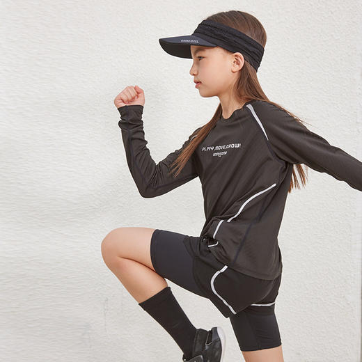 onmygame女童裤子夏季儿童休闲运动裤弹力假两件四分短裤2024新款 商品图1