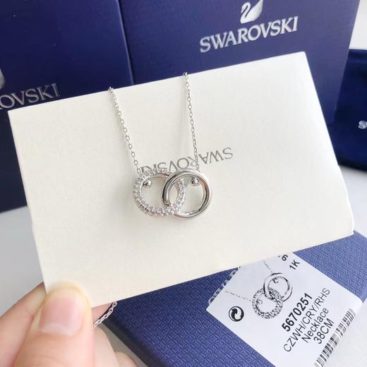 F012830愿世间美好与你环环相扣~双环带钻情侣项链 商品图2