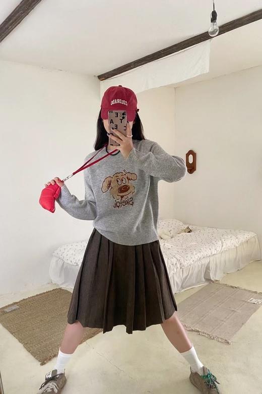LNNNS 可爱小狗图案圆领休闲羊毛毛衣 21925 商品图1