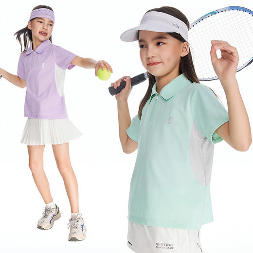 onmygame儿童短袖t恤夏季凉感男女童polo衫轻薄透气运动上衣新款 商品图4