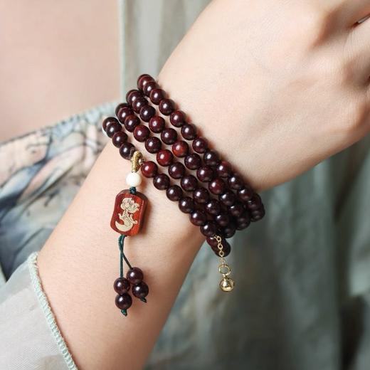 【敦煌血檀莲花多圈手串】檀木手工串珠多圈 中式国风佛珠手串 敦煌福泽小众轻奢手串 商品图0