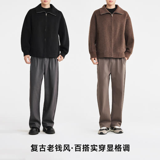 墨麦客男装2025年冬季新款落肩双面呢夹克男士老钱风翻领毛呢外套 商品图4