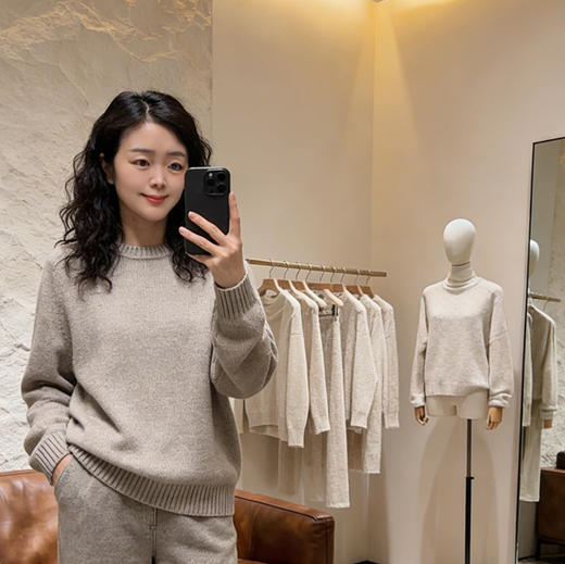 100%Baby小山羊绒~圆领加厚马鞍肩羊绒衫宽松毛衣BABY250443 商品图1