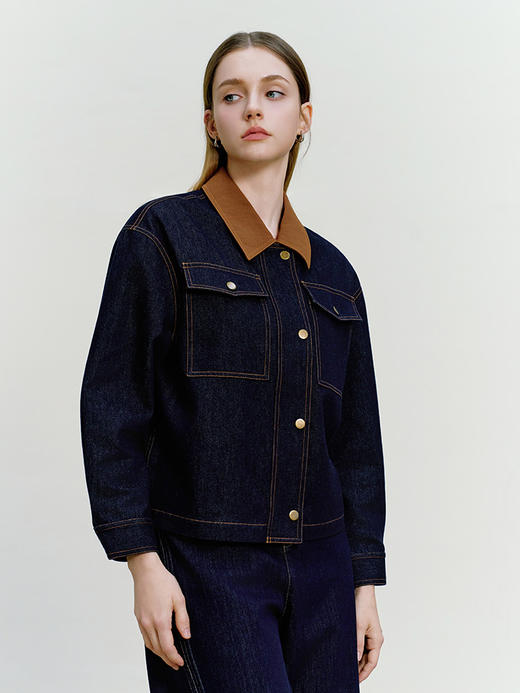 【纯棉可水洗牛仔外套】26年春季新品女士100%棉牛仔蓝外套 商品图0