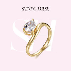 ShiningHouse[培育] 18k金钻石戒指 水滴形1克拉钻人工真钻人造钻石K金戒指设计感简约钻石戒指悦己送礼臻选【此商品不支持7天无理由退货退款】预计3日发货