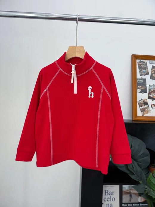 F012817柔软亲肤保暖德绒半拉链儿童打底衫拜年服 商品图7