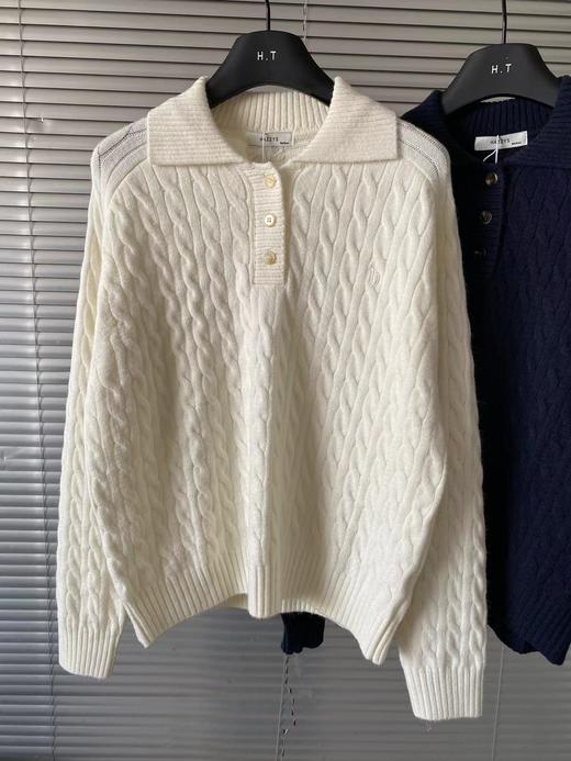 F012805翻领绞花毛衫女2025秋冬新品针织衫毛衣 商品图8