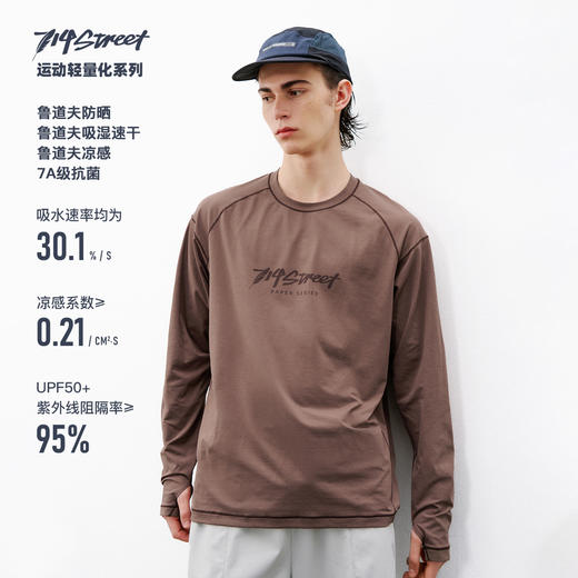 714street抗菌防晒速干明线印花长袖上衣2026新款圆领凉感T恤男女 商品图0