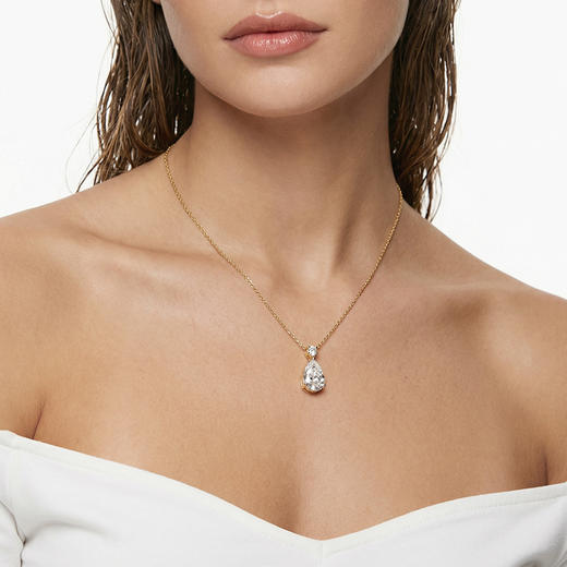 ShiningHouse[培育] 18k金钻石项链 水滴形1克拉钻人工真钻人造钻石K金项链可调节时尚钻石项链多钻组合悦己送礼臻选【此商品不支持7天无理由退货退款】预计3日发货 商品图4