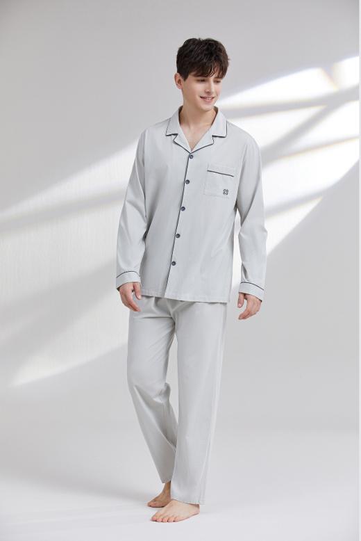 【7.5折新品体验】【秀黛】男翻领长袖套装/女翻领纯色长袖套装男/女春秋家居服睡衣【有M码】W1550006TW1551011T【门店同款】 商品图2