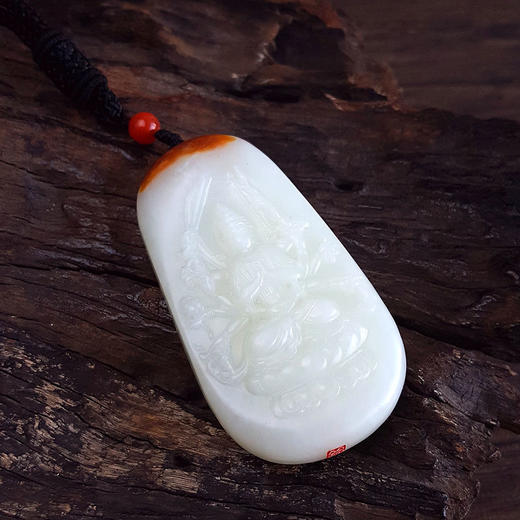 【天然正品】天然新疆料细腻油润度佳黄铭玉雕千手观音平安无事牌和田玉吊坠项链64.7*35.3*14.1MM（皆取最大值）090126NJT45 商品图6