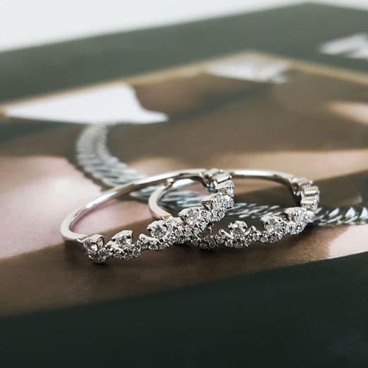 【天然正品】AU750白金简约时尚群镶款钻石套戒19.5-19.5号（戒圈可改）190126NJS18 商品图3