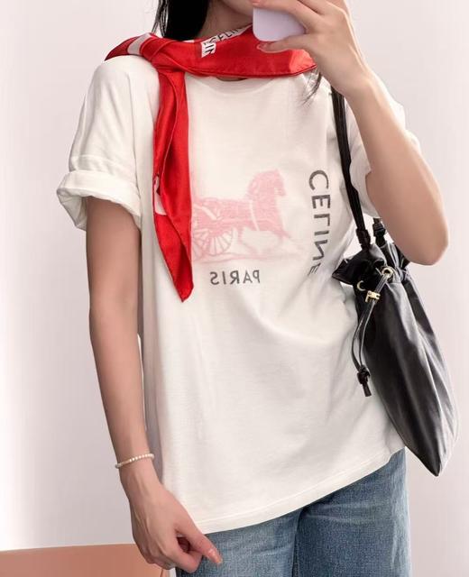 女款马年印花双层假两件短袖T恤ba008 商品图4