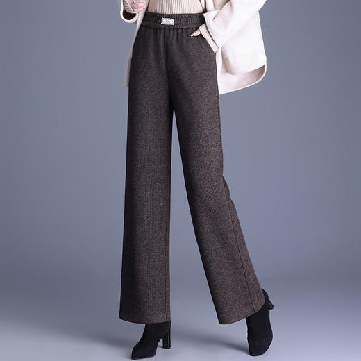 大码窄版直筒裤女2025新款高腰阔腿裤中年妈妈春秋毛呢裤子小个子 商品图1