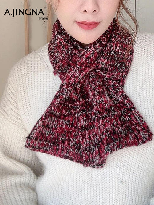 【混色绵羊】阿菁娜春季新款氛围感花纱小围巾混色绵羊毛独一无二纹理自然斑驳渐变复古高级感配饰F30D320016 商品图0