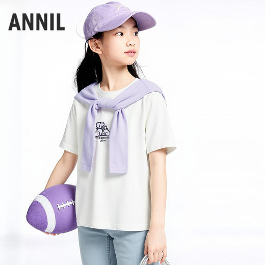 女童圆领短袖针织衫夏季新款安奈儿童装EG621727 商品图1