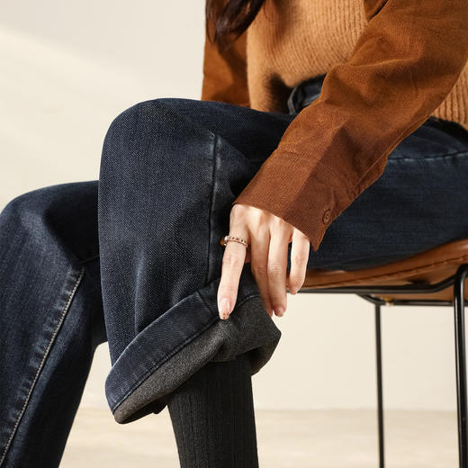 「自」全新升级【铂金会员183/天猫239/差价56】(22257)洛诗琳复古蓝直筒牛仔裤2025冬季气质显瘦阔腿裤 商品图1