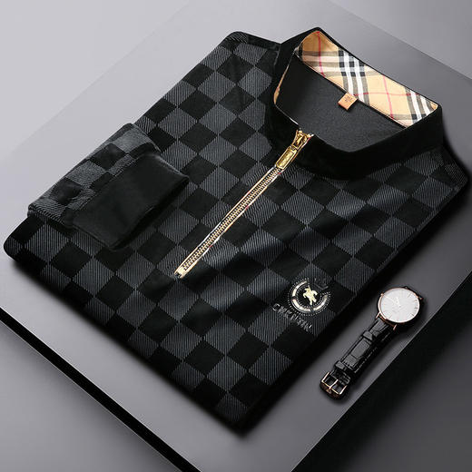 【DWP】大依优型大码男装半拉链阳光绒拉链衫休闲商务加肥加大码长袖上衣 商品图3