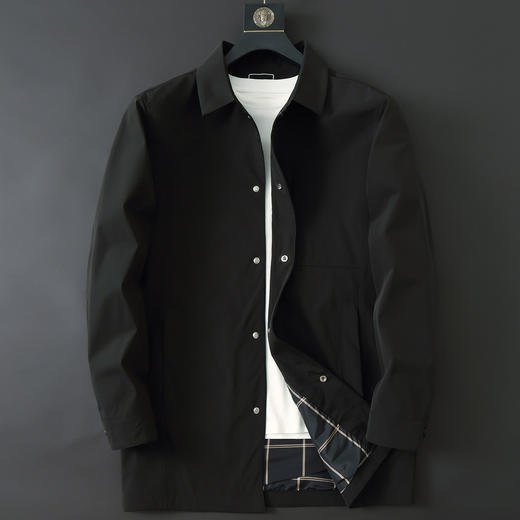 【DWN】大依优型大码男装翻领中长款风衣加肥加大码休闲百搭翻领风衣外套 商品图1