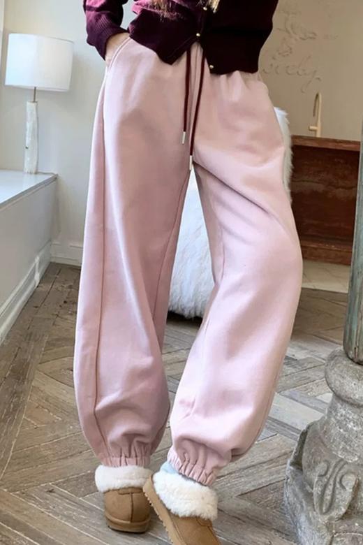 HAYES 甜美粉色加绒束口休闲长裤 21959 商品图2