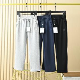 26s春秋冬季新品羊毛蚕丝加绒男士刺绣直脚休闲卫裤。