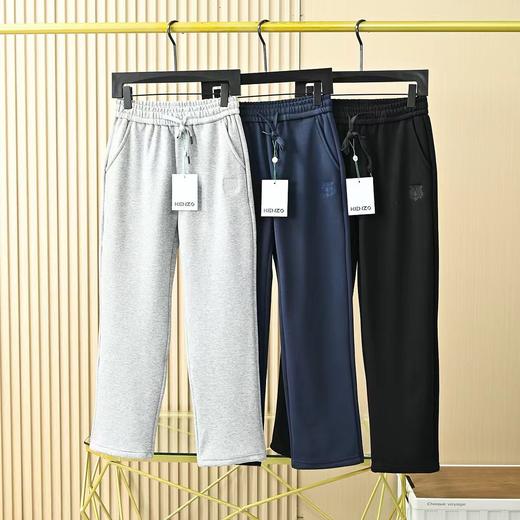 26s春秋冬季新品羊毛蚕丝加绒男士刺绣直脚休闲卫裤。 商品图0