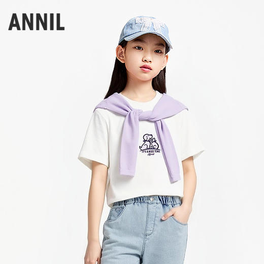 女童圆领短袖针织衫夏季新款安奈儿童装EG621727 商品图2