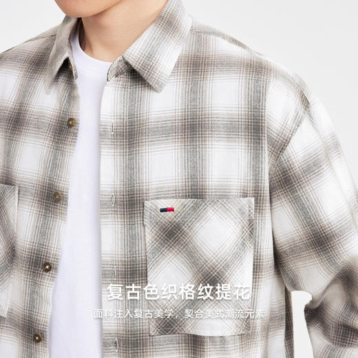 墨麦客男装2025年冬季复古色织格衬衫男士美式休闲磨毛长袖衬衫男 商品图3