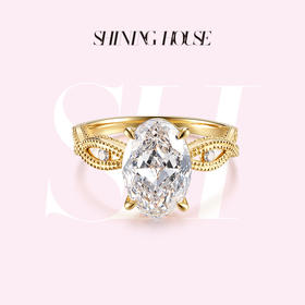 ShiningHouse[培育] 18k金钻石戒指 椭圆形3克拉钻人工真钻人造钻石K金戒指时尚钻石戒指悦己送礼臻选【此商品不支持7天无理由退货退款】预计3日发货