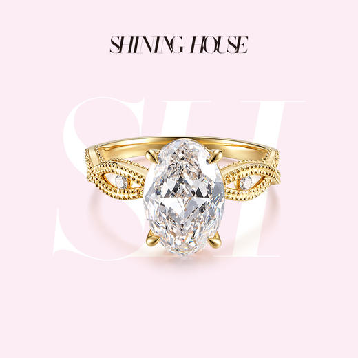 ShiningHouse[培育] 18k金钻石戒指 椭圆形3克拉钻人工真钻人造钻石K金戒指时尚钻石戒指悦己送礼臻选【此商品不支持7天无理由退货退款】预计3日发货 商品图0