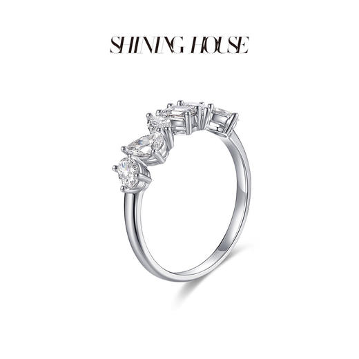 ShiningHouse[培育] 18k金钻石戒指 椭圆形水滴形1克拉钻人工真钻人造钻石K金戒指排钻戒指时尚钻石戒指悦己送礼臻选【此商品不支持7天无理由退货退款】预计3日发货 商品图2