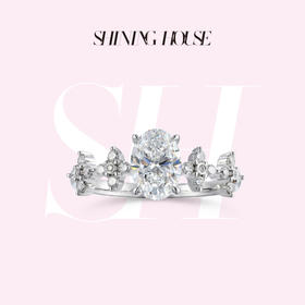 ShiningHouse[培育] 18k金钻石戒指 椭圆形1克拉钻人工真钻人造钻石K金戒指时尚钻石戒指悦己送礼臻选【此商品不支持7天无理由退货退款】预计3日发货
