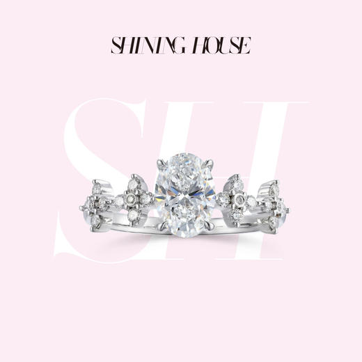 ShiningHouse[培育] 18k金钻石戒指 椭圆形1克拉钻人工真钻人造钻石K金戒指时尚钻石戒指悦己送礼臻选【此商品不支持7天无理由退货退款】预计3日发货 商品图0