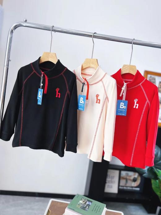 F012817柔软亲肤保暖德绒半拉链儿童打底衫拜年服 商品图1