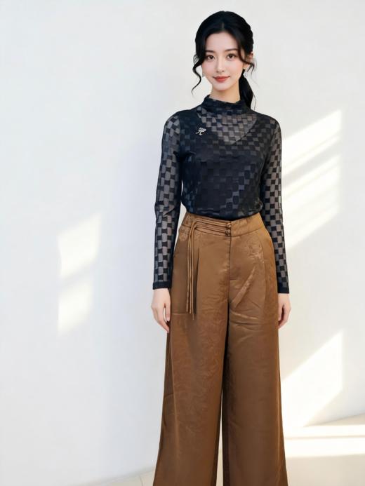 HJ1L22 - 长裤 - 栗壳色漆黑色高弹力修身显瘦 商品图2