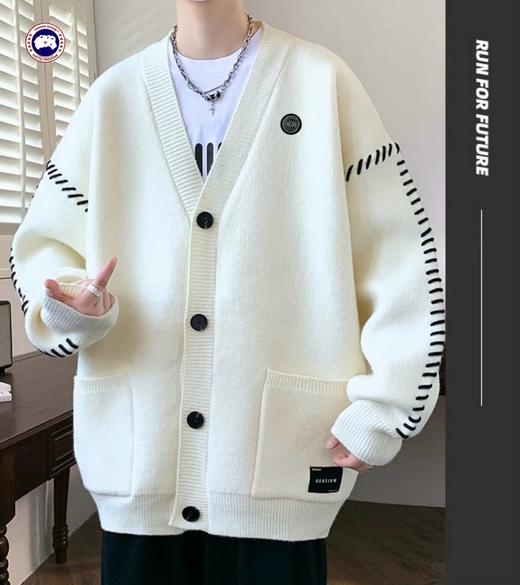 F012834新款四色高品质刺绣宽松版拼色情侣款毛衣 商品图8