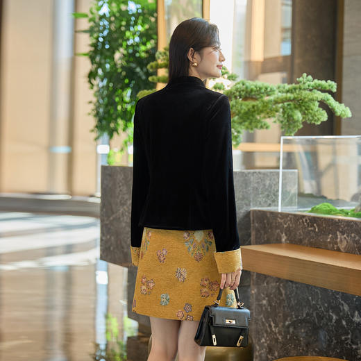 奢姿大码女装2025冬季胖妹妹时尚黄花套装气质复古简约休闲穿搭9954970766 商品图3