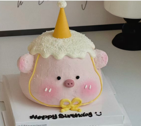 立体生日帽小猪卡通蛋糕-低糖处理无添加