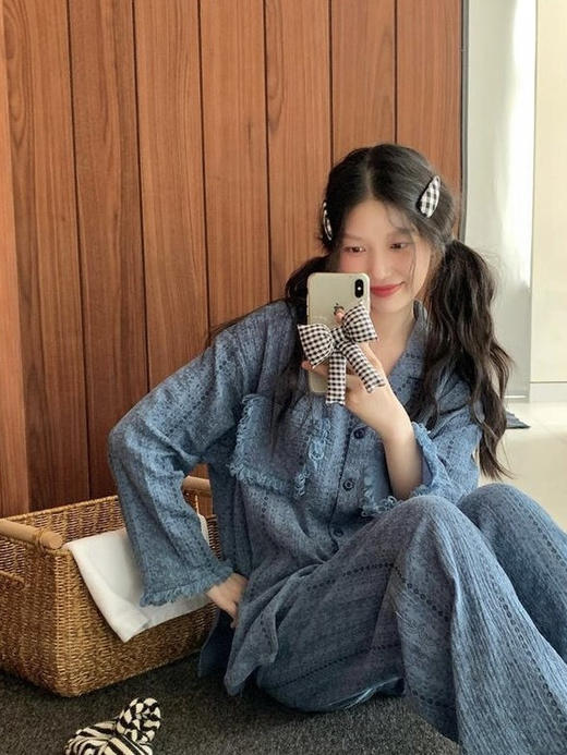 爆仓7天内发 【自带胸垫】LANSHU岚束·南法假日纯棉胸垫款流苏家居服/睡衣套装 商品图2