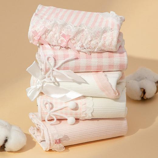 【YW】无忧购26年春季5条装35元包邮10A抗菌纯棉底档中腰少女可爱粉色蕾丝内裤2898（截单3-5天发货) 商品图10