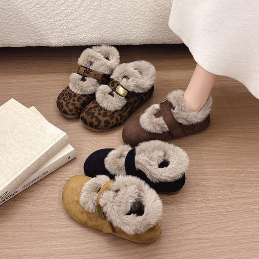 叙希暖绒贵妃鞋，加绒内里保暖舒适，柔软贴足复古时尚，宽脚人群建议选大一码更舒适！ 商品图1