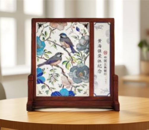 花鸟祥和屏风 雕刻金属掐丝 商品图3