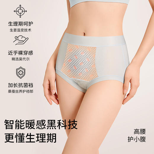 N2- 【生姜暖宫 桑蚕丝底裆】【3条】润微高腰收腹内裤女新款加长裆10A抑菌生姜暖宫国风女士女三角裤  雅柔沁肤 商品图1